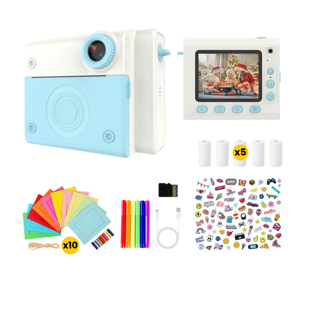 Appareil Photo Instantané enfant, Selfie et Video 1080P avec Carte 32GB, 350 Photos, Cadeau Nôel, Anniversaire Fille et Garçons, BLEU