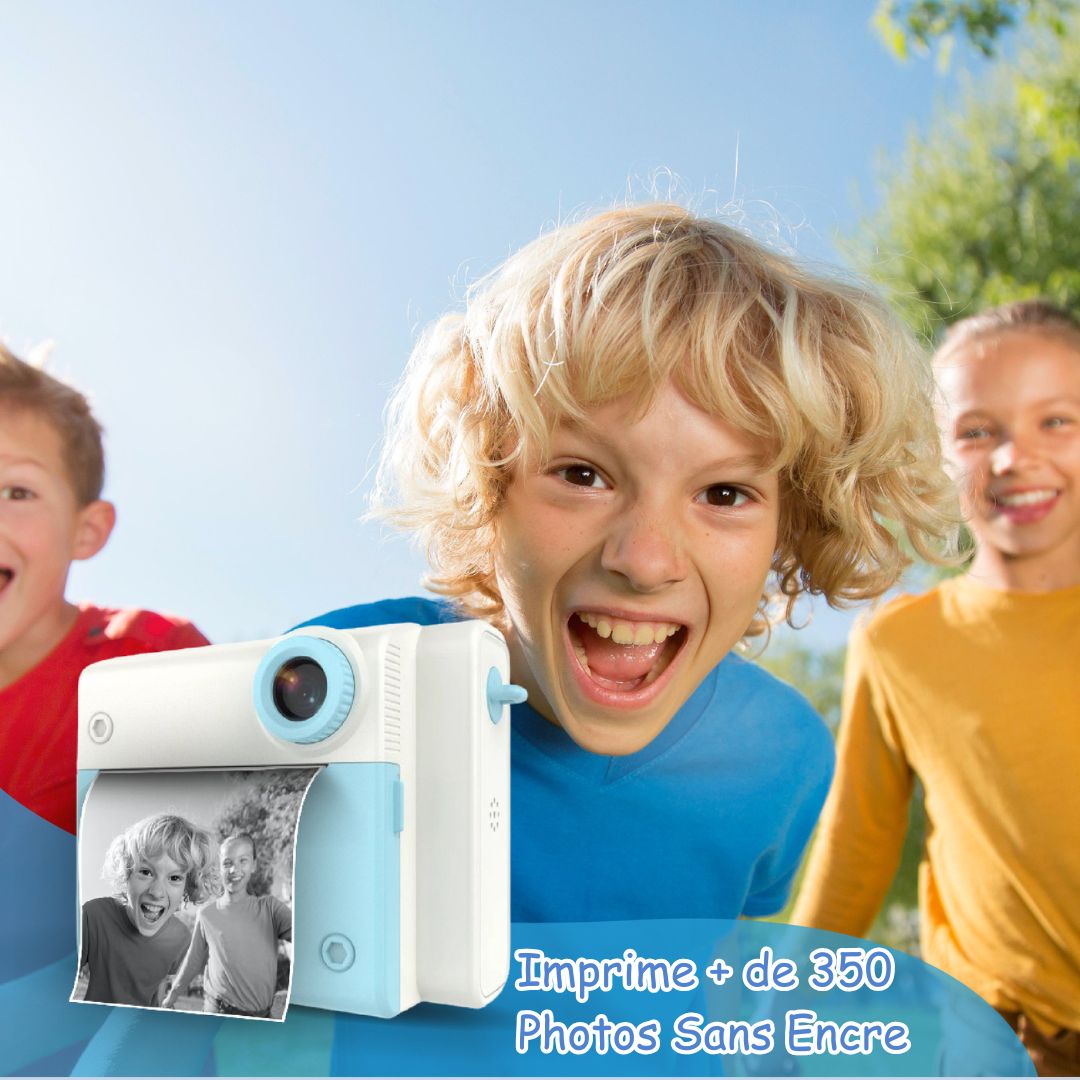 Appareil Photo Instantané enfant, Selfie et Video 1080P avec Carte 32GB, 350 Photos, Cadeau Nôel, Anniversaire Fille et Garçons, BLEU
