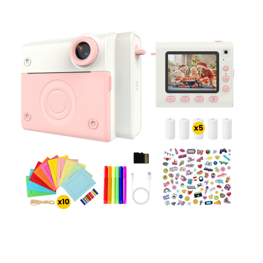 Appareil Photo Instantané enfant, Selfie et Video 1080P avec Carte 32GB, 350 Photos, Cadeau Nôel, Anniversaire Fille et Garçons, ROSE