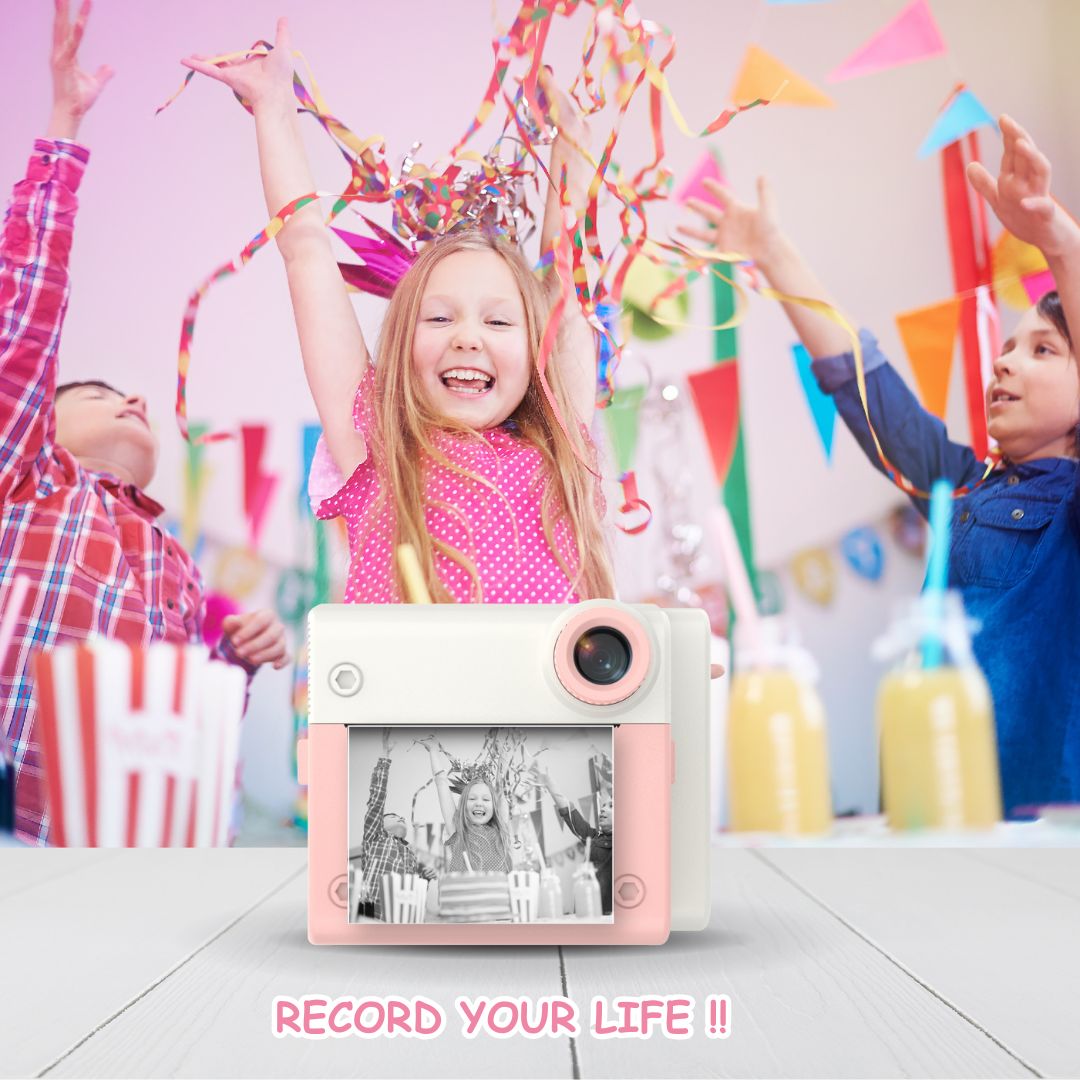 Appareil Photo Instantané enfant, Selfie et Video 1080P avec Carte 32GB, 350 Photos, Cadeau Nôel, Anniversaire Fille et Garçons, ROSE