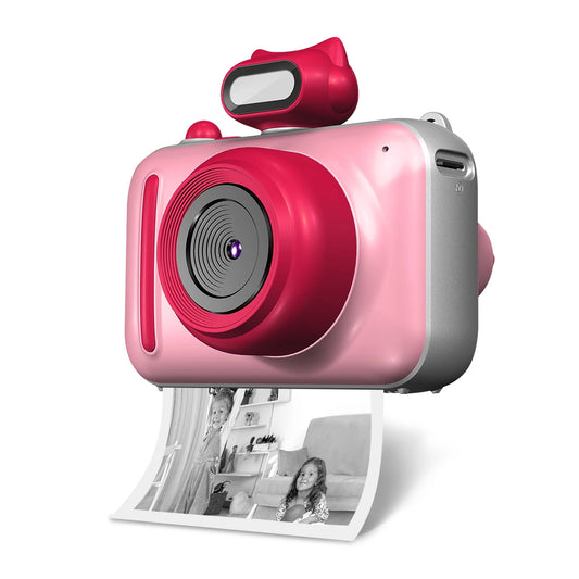 Appareil Photo à Impression Instantanée , Selfie et Video - Papier Thermique +250 photos - Ecran LCD. Cadeau Noel, Anniversaire Fille et Garçon, ROSE