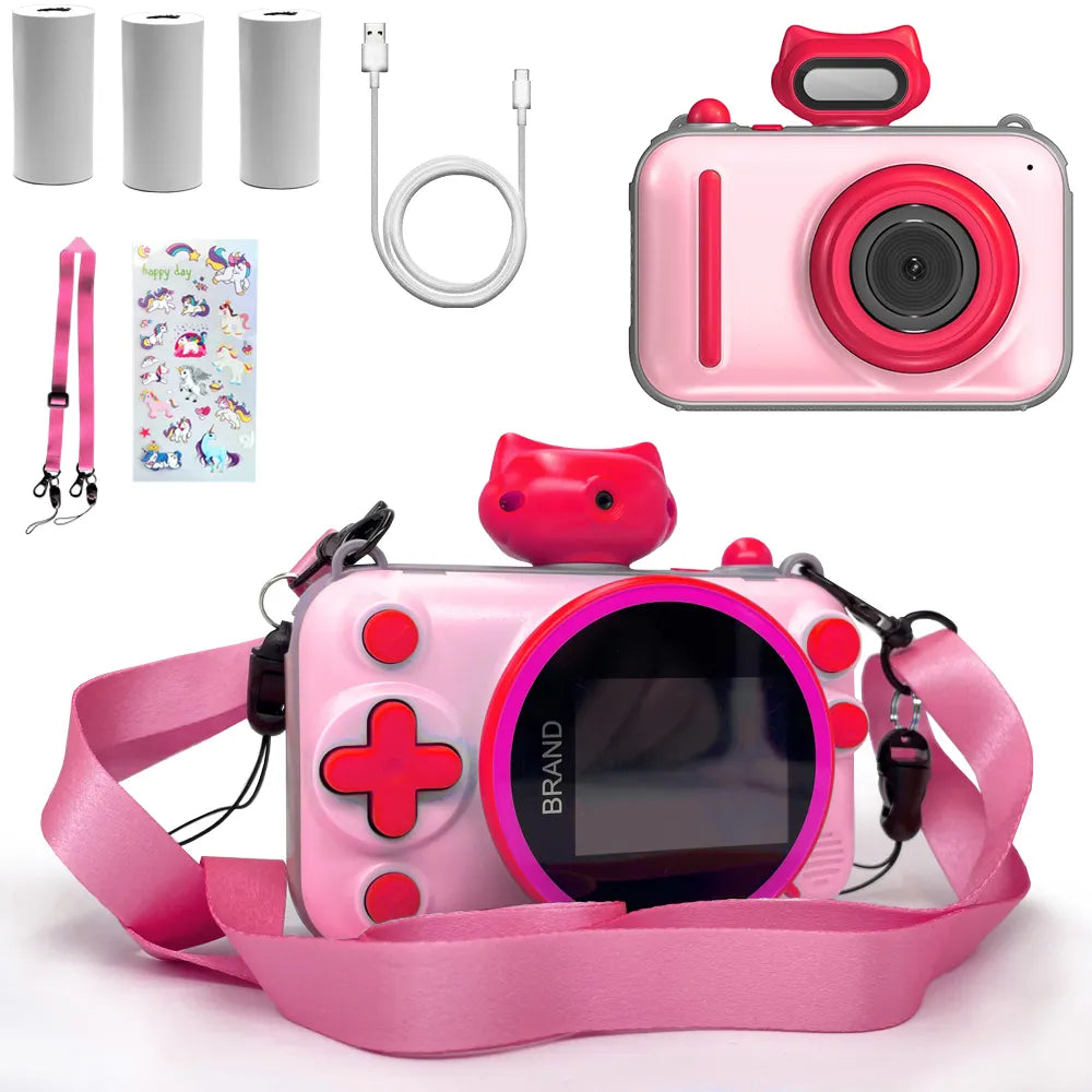 Appareil Photo à Impression Instantanée , Selfie et Video - Papier Thermique +250 photos - Ecran LCD. Cadeau Noel, Anniversaire Fille et Garçon, ROSE