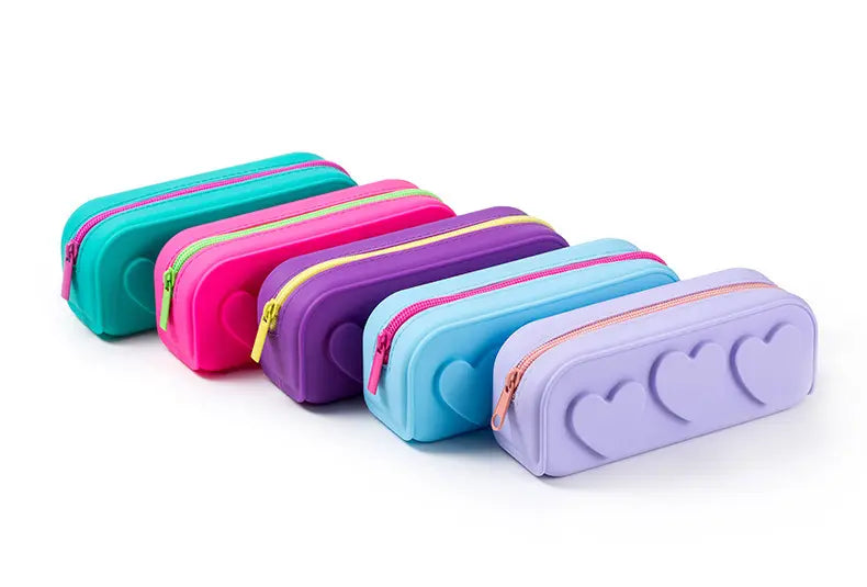 Trousse Coeurs en Silicone - Rose