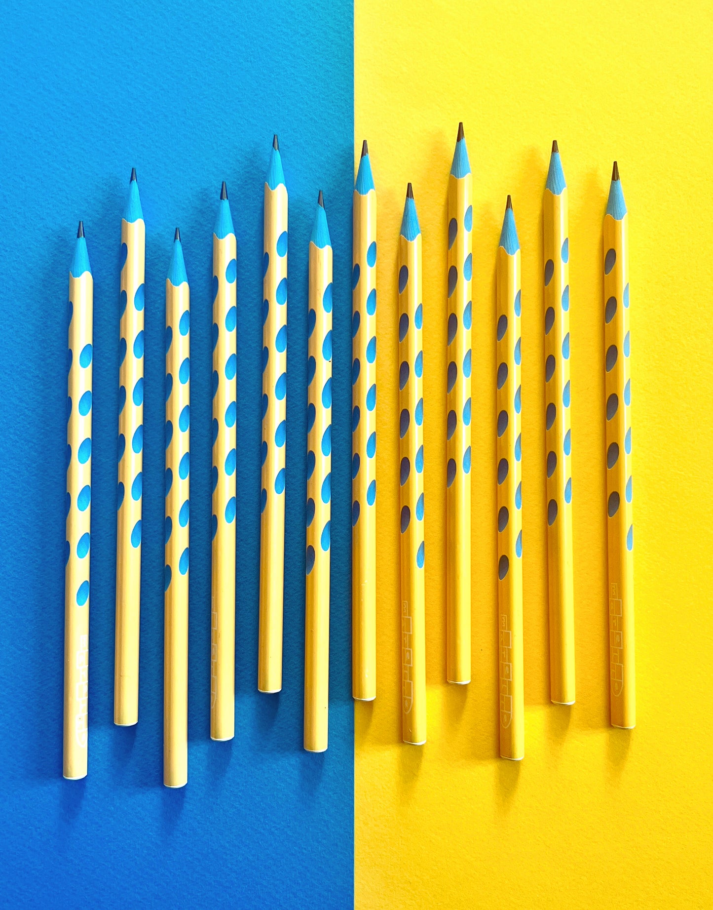 Lot de 12 Crayons - Bleu Jaune