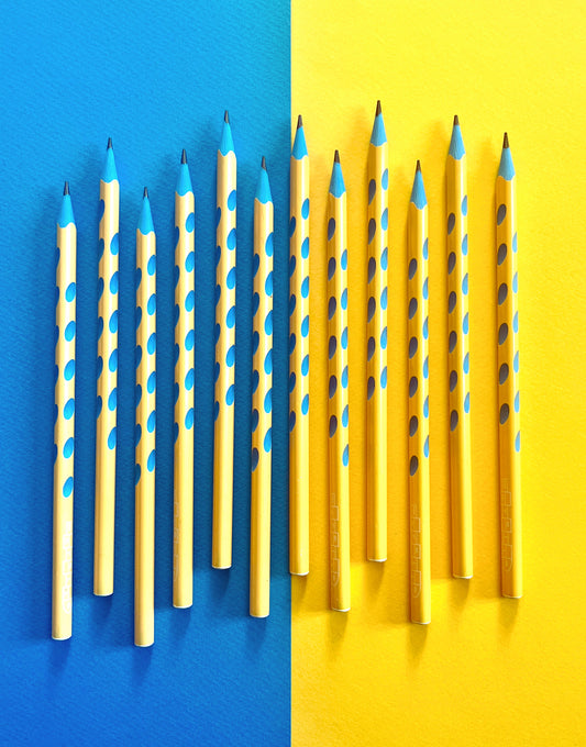 Lot de 12 Crayons - Bleu Jaune