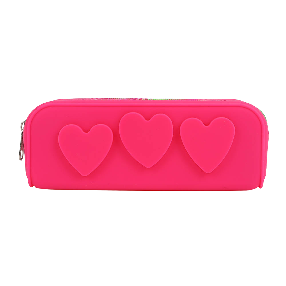 Trousse Coeurs en Silicone - Rose