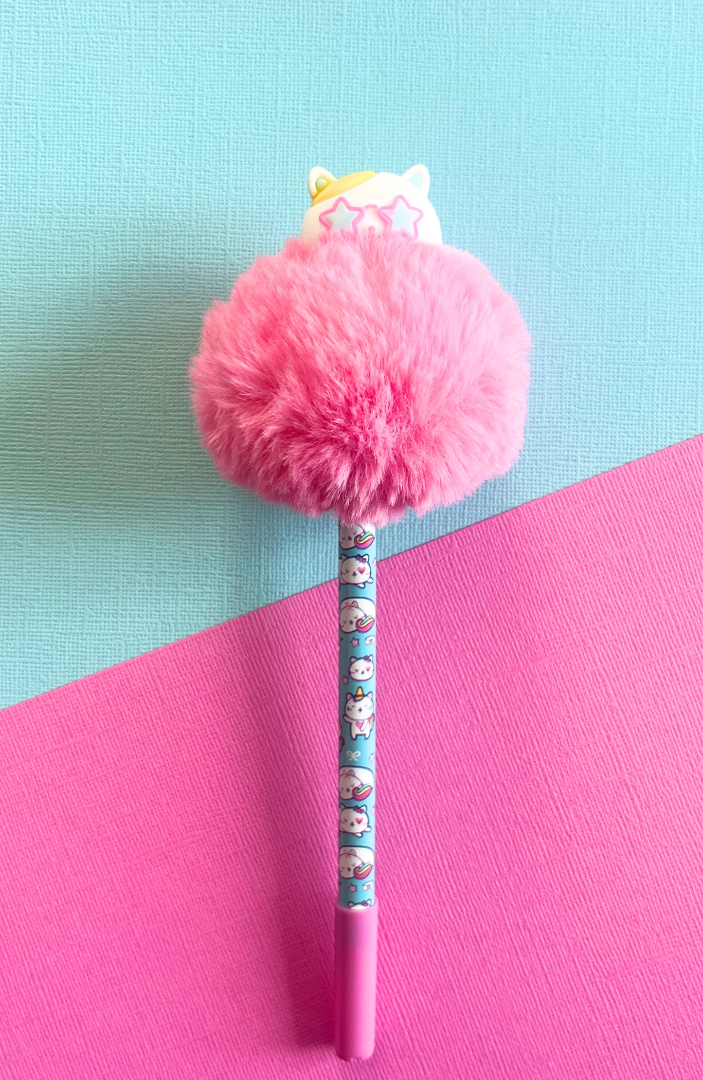 Stylo Pompom - Rose / Blanc