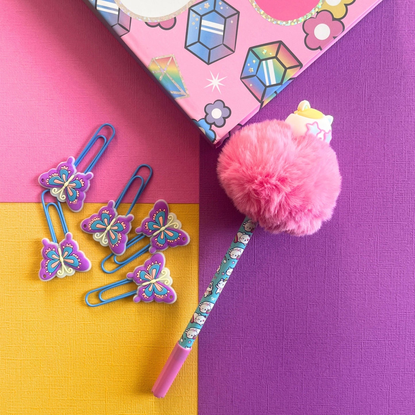 Trombones XL Papillons Violet - Lot de 10
